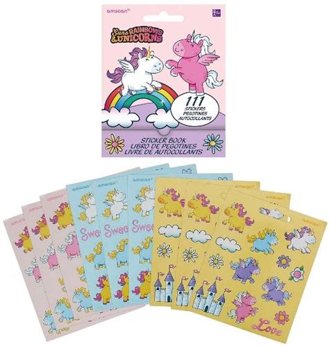 Unicorns Sticker Booklet 111 Stickers Party Suppl Balloon Curbside