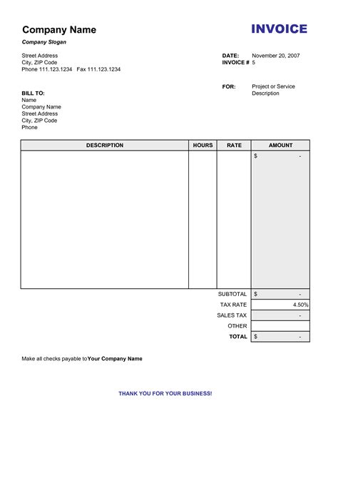 Free Editable Printable Invoices Blank Bill Of Sale Word Template