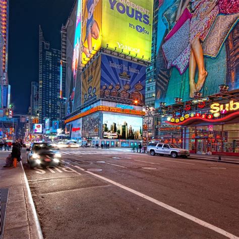 New York Night Street People Traffic Ipad Wallpapers Free Download