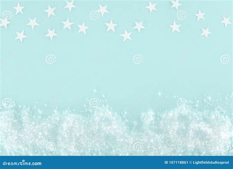 Christmas Background With Decorative Snow And Stars Stock Image Image