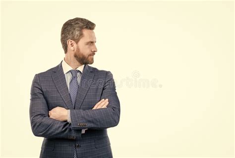 Confident Professional Employee Man Keep Arms Crossed In Formal Suit