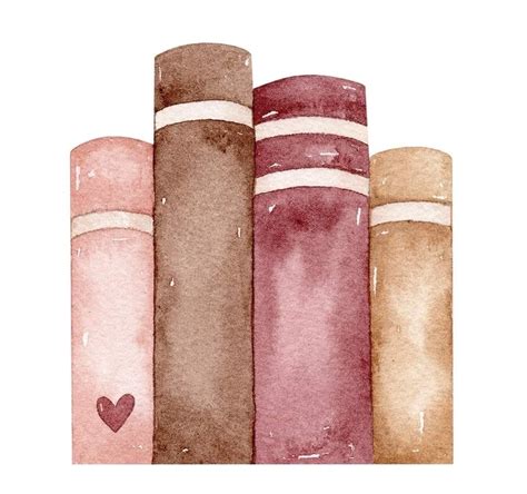 Watercolor Painting Of Books With Heart