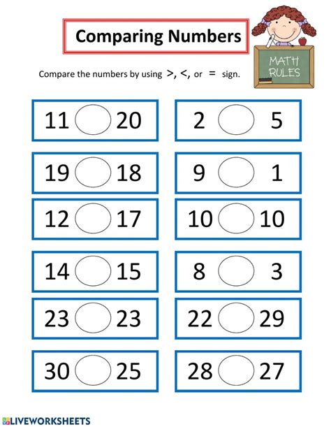 Comparing Numbers Interactive Worksheet Comparing Numbers Worksheet