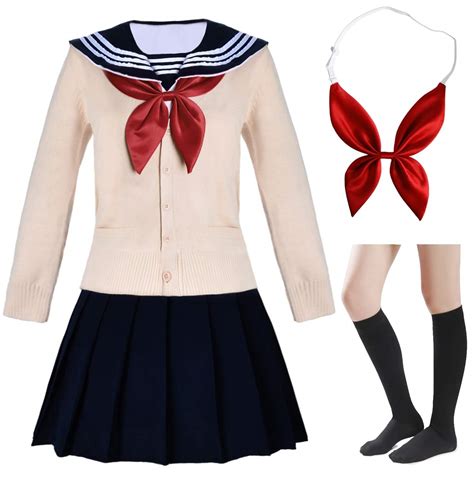 buy japanese school girls short sleeve uniform sailor navy blue pleated skirt anime cosplay