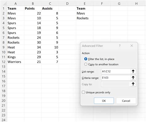 Excel Advanced Filter With Multiple Criteria In One Column Statology