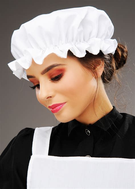 Womens Victorian Maid White Mob Cap Hat