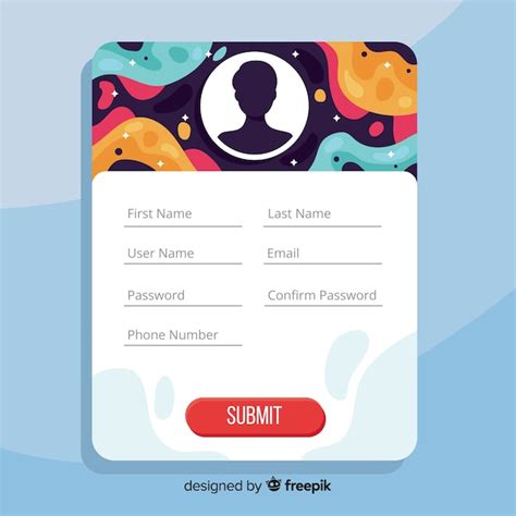 Free Vector Modern Registration Form Template With Flat Design