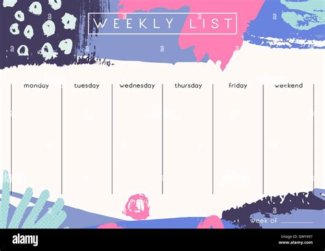 Printable Weekly Planner Template Design Decorated With Hand Drawn