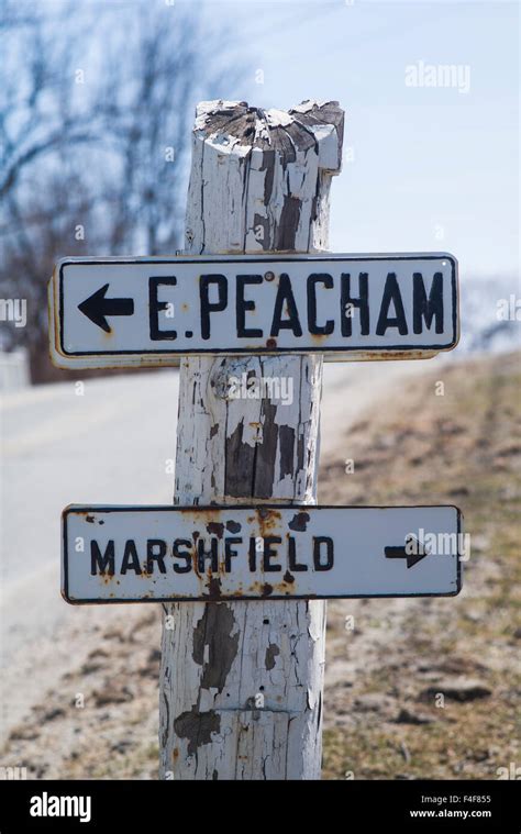 Vermont Peacham Road Signs Stock Photo Alamy