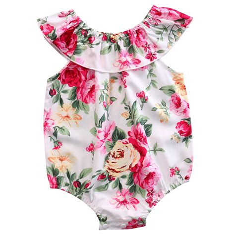 New Arrivals Toddler Baby Girls Clothes Floral Bodysuit Jumpsuit Baby