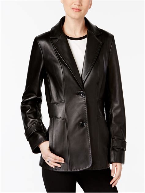 iconic black leather blazer for women
