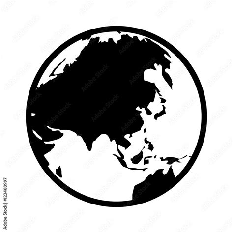 World Map Globe Or Planet Earth Showing Asia Line Art Icon For Apps And