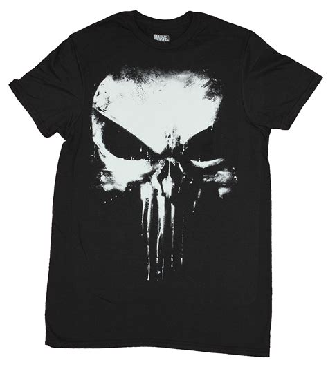 Punisher Mens T Shirt Splattered Half In Shadow Skull Logo