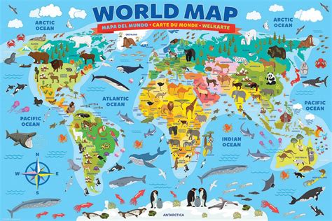 Illustrated Map Of The World For Kids 100 Pieces Puzzles Size 13 X 19