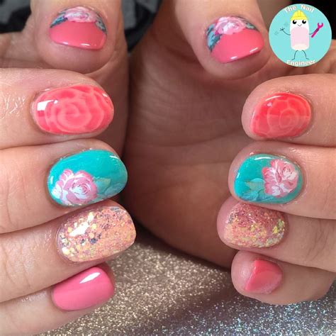 Layered Nail Stamping Using Clear Jelly Stamper Renaissance Rose Plate