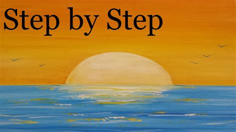 How To Paint A Sunset Step By Step Acrylic Seascape Painting Lesson