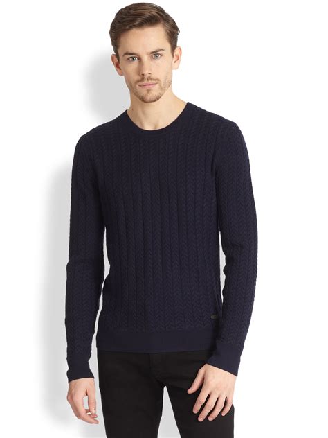 Burberry Lanhill Cableknit Wool Cashmere Sweater In Blue For Men Navy