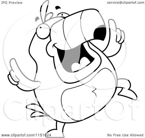Cartoon Clipart Of A Black And White Happy Dancing Toucan