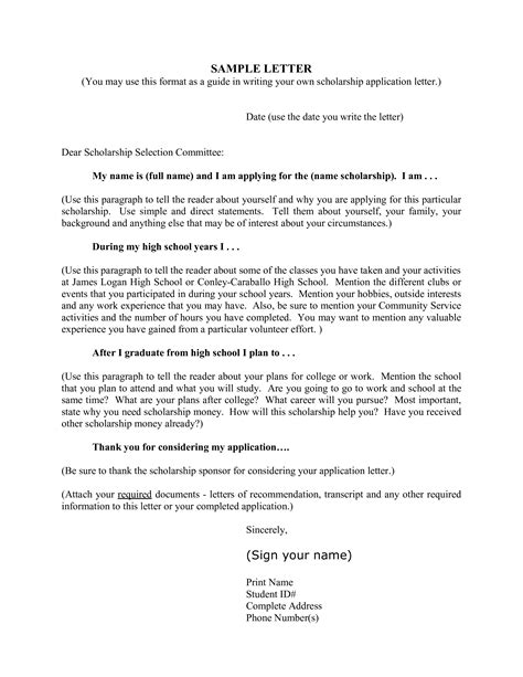 What Is Scholarship Application Letter Templates Printable Free