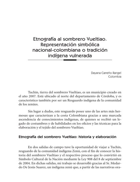 Etnografia Al Sombrero Vueltiao