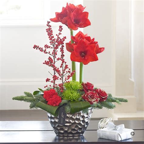 Modern Amaryllis Arrangement Christmas Flower Arrangements Christmas