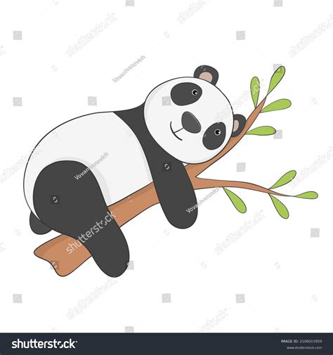 Funny Panda Lying On Branch Cartoon Stock Vector Royalty Free