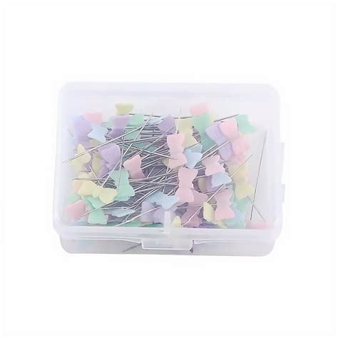 100pcs Plastic Flat Head Pins Straight Quilting Pins Mixed Color Diy Sewing Bow Tie