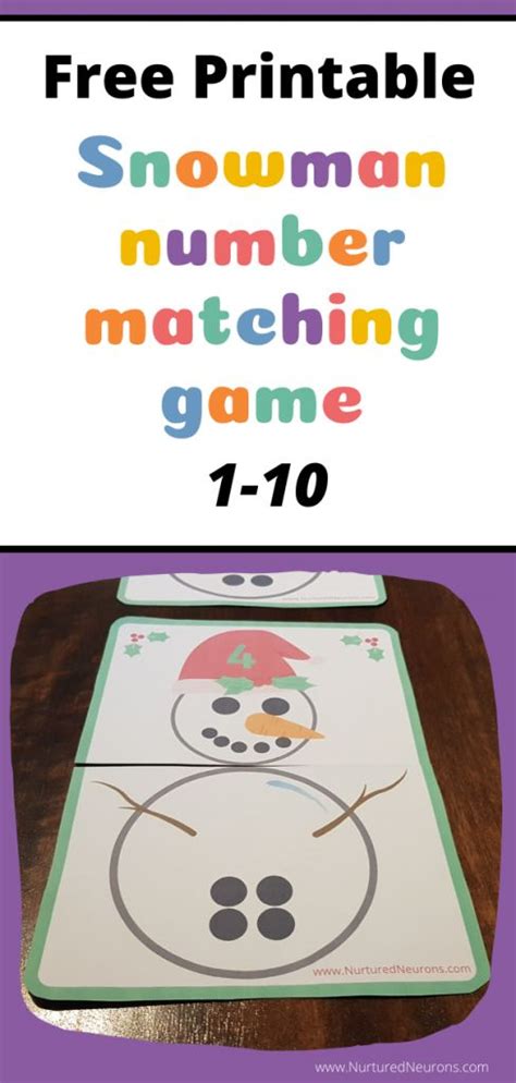 Snowman Number Matching Game Printable Nurtured Neurons Matching