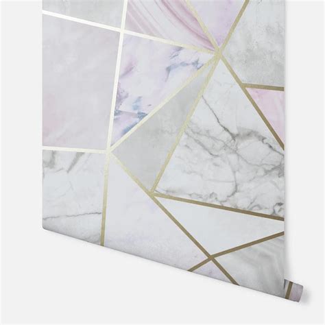 Arthouse Marble Geometric Fragments Rose Gold Pink Grey