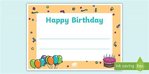 Free Happy Birthday Certificates Teacher Made Twinkl