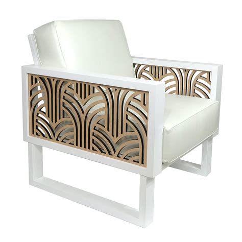 Art Deco White Leather Lounge Chair Twist Modern