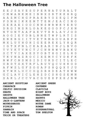 The Halloween Tree Word Search Halloween Trees Halloween Organic