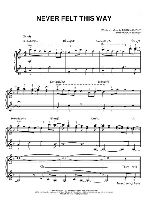Never Felt This Way Sheet Music By Brian Mcknight Alicia Keys For