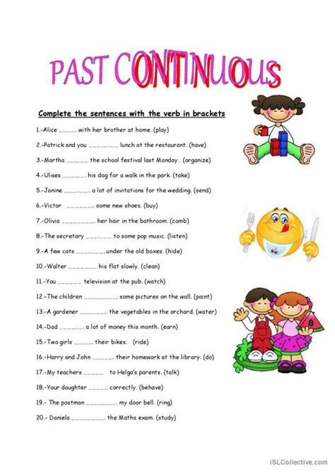 Past Continuous Worksheet Past Continuous Tense Esl Ejercicios My Xxx Hot Girl
