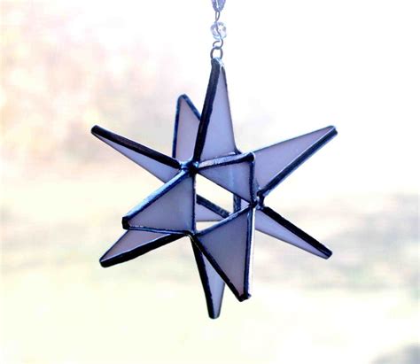 Stained Glass Winter White Moravian Star Christmas Ornament Etsy