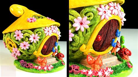Ooak Polymer Clay Fairy House Sculpture Candleholder Fairy Garden Home With Flowers And