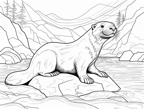 Stunning River Otter Coloring Design Coloring Page