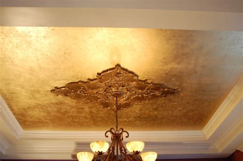 Gold Leaf Dining Room Ceiling Traditional Dining Room Detroit