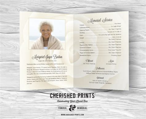 White Rose Celebration Of Life Program For Funerals And Memorials