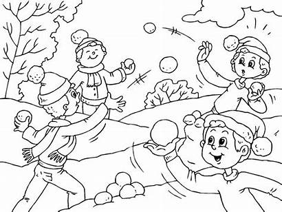 Coloring Pages Winter Snowball Fight Christmas Printable