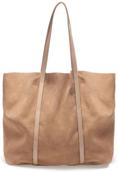 Zara Suede Shopper Bag In Brown Nude Lyst