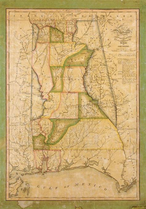 Alabama Map 1820 Old Map Of Alabama State 20x27 50x70 Old Map