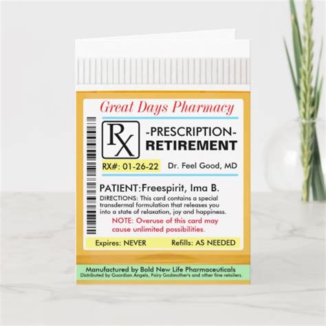 These cards are also known as drug discount cards or prescription. RX Prescription for Retirement Card | Zazzle.com