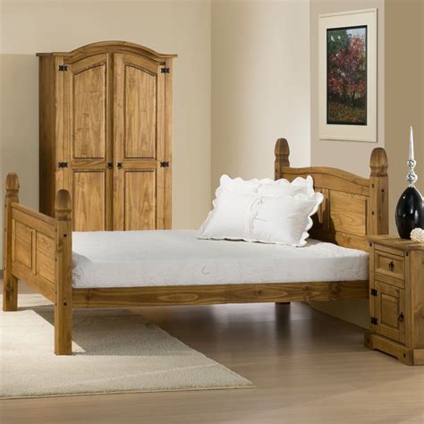 Corona High Foot End Waxed Solid Pine Wooden Bed Frame 4ft6 Double