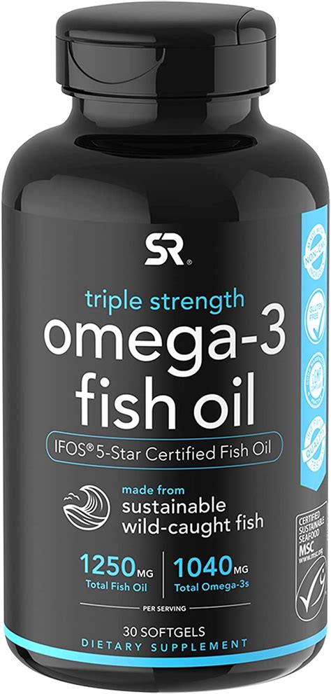 Sports Research Triple Strength Omega 3 Fish Oil Softgels 1250mg 30