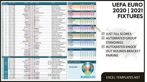 Uefa euro 2020 fixture and results. Euro 2020/2021 Final Tournament Schedule » Excel Templates