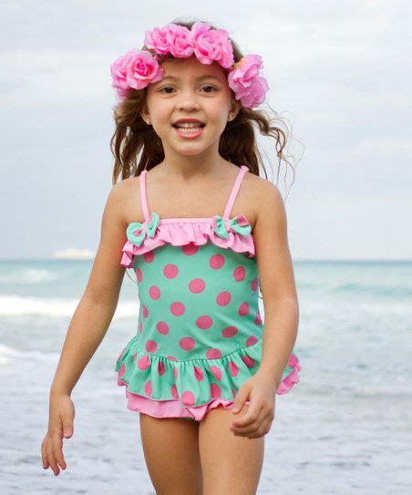 Mia Belle Baby Turquoise And Pink Skirted One Piece Toddler And Girls