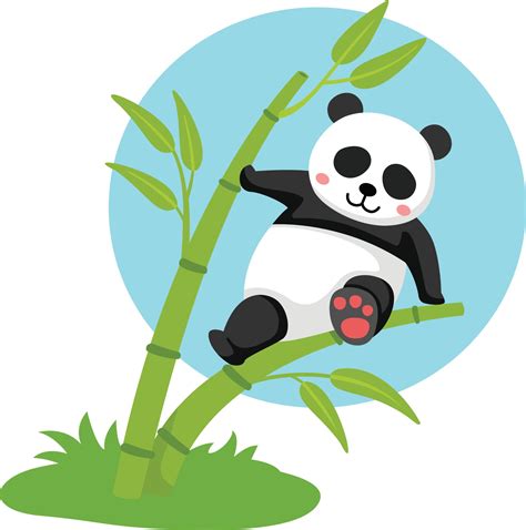 Panda Hanging On The Bamboo Illustration Vector 3275874 Vector Art At