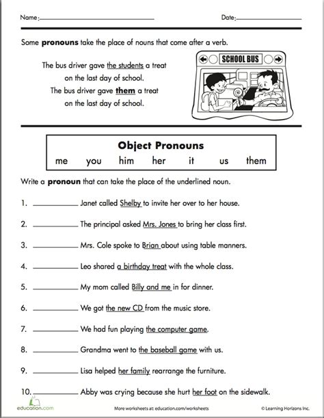 Pronoun Worksheets For Grade 2 Pdf Free Up Forever