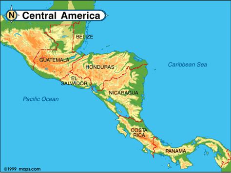 Central America Map Relief Map